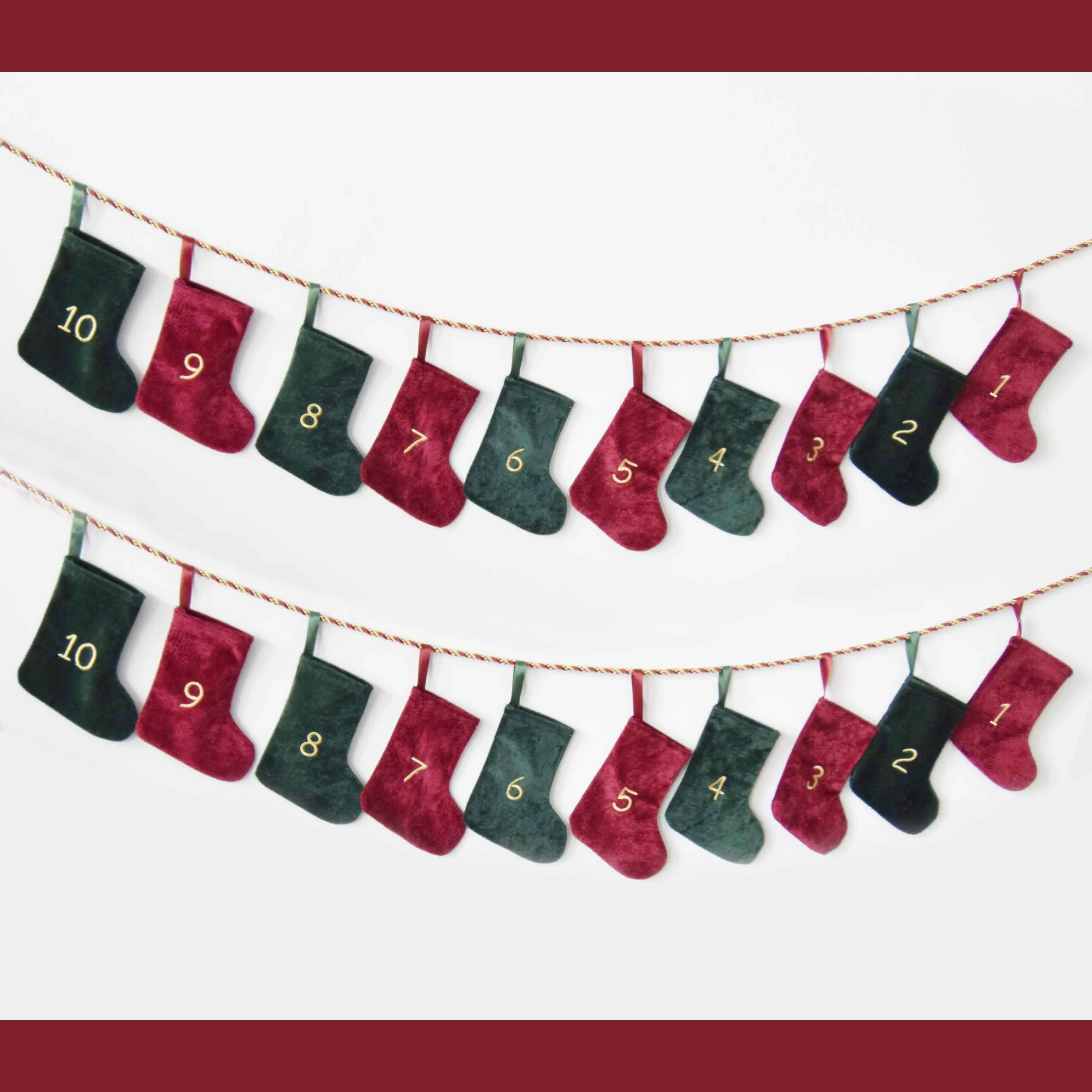 24pcs per set Christmas mini stocking decoration / embroidery numbers 1-24 an advent calendar socks/green and red | Дом и сад