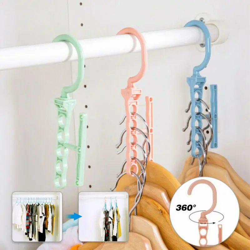 

3 Colors Multi-Function Folding Magic Hanger Five-hole Rotating Magic Clothes Hanger Drying Clothes Home Bedroom Storage Tools