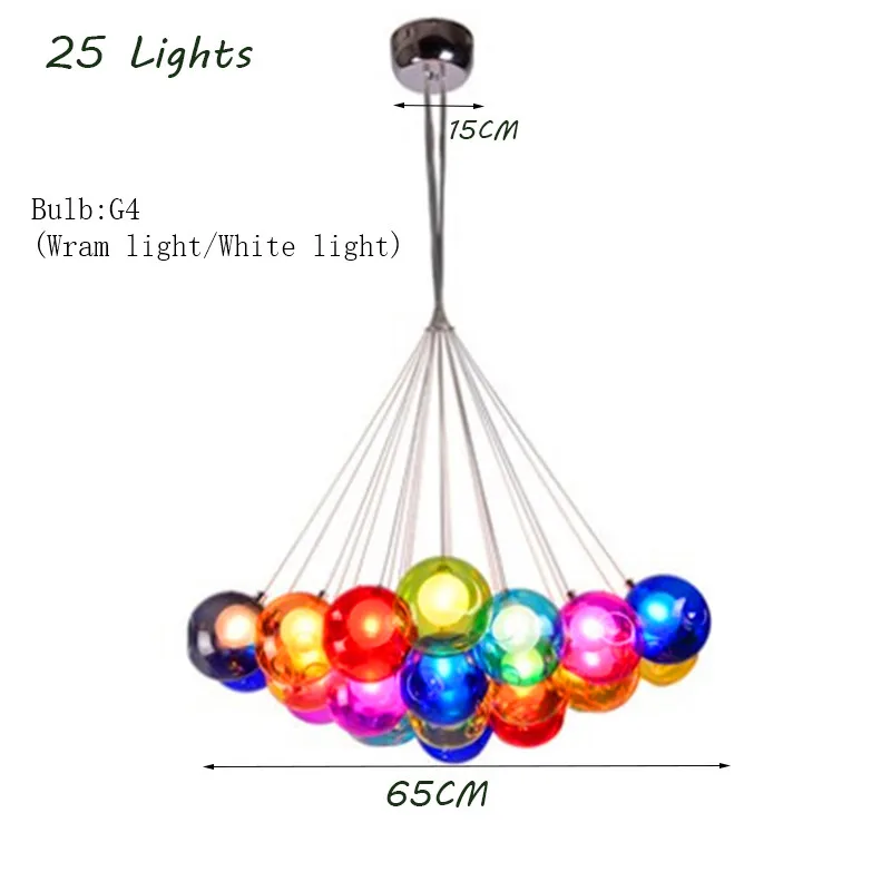 25 Lights Современные светодиодные цветные Пузырьковые подвесные светильники в виде шаров, Подвесная лампа для спальни, люстра для детской комнаты, дизайнерская лампа для внутреннего освещения - Цвет абажура: 25 Lights