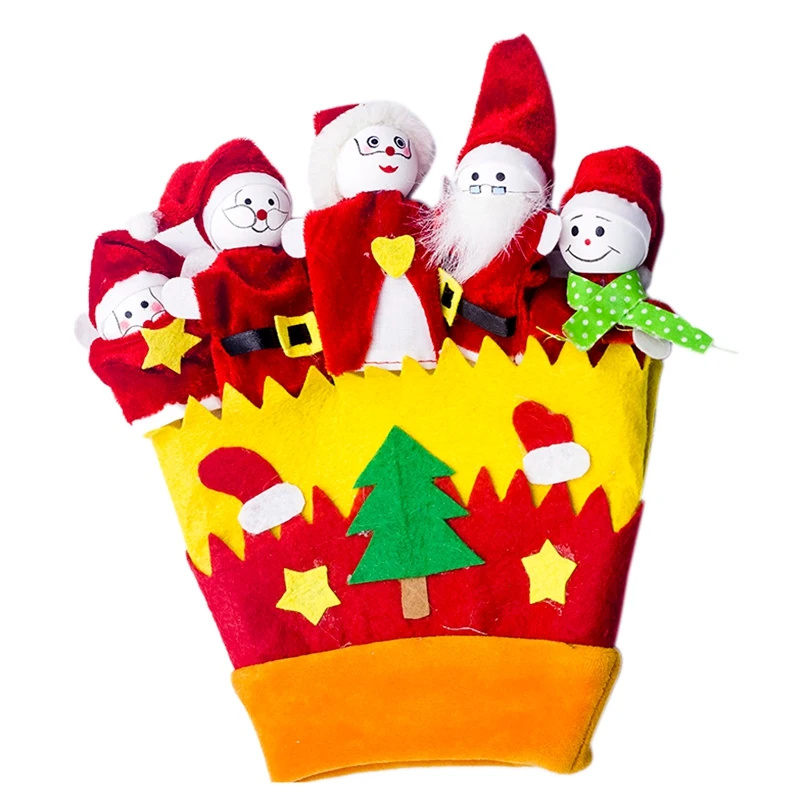 Рождественские перчатки для большого пальца, снеговик, Санта Клаус, кукольная перчатка, рождественские украшения, плюшевый палец
