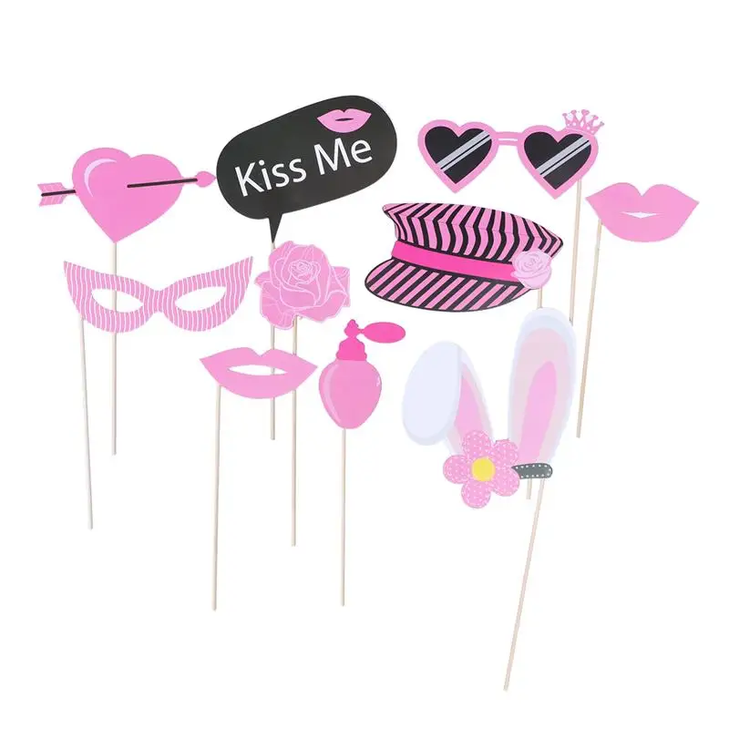 

10pcs Wedding Photo Props Funny Cartoon Glasses Kiss Me DIY Lip Selfie Photo Booth Props Paper Mask Photo Prop Party Supplies