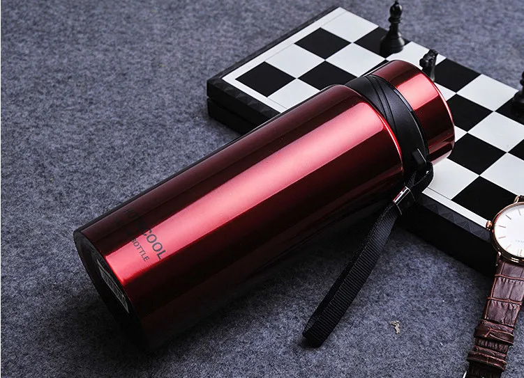 750ml Large Capacity Water Cup Vacuum Stainless Steel Vacuum Flask Portable Sling Sports Bottle