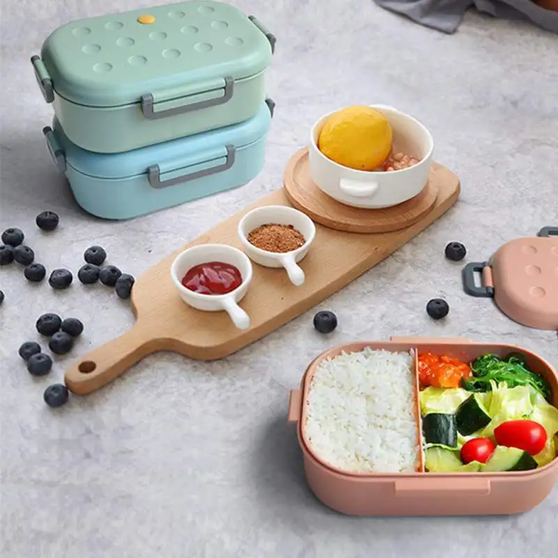 

PP 1000ml Lunch box Double grids Japanese Style Thermal Leakproof Microwavable food container bento box