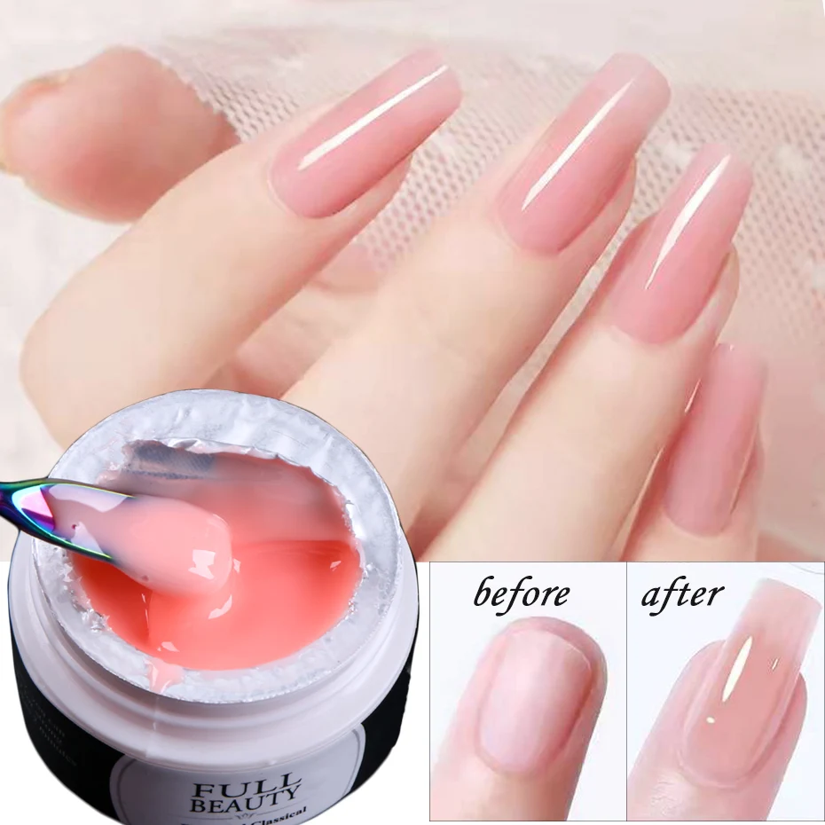 Gel de uñas para extensión de uñas acrílicas, 15ml, pegamento de reparación  de uñas acrílicas Poly UV de construcción rápida, barniz blanco, Nude,  rosa, transparente, herramienta de manicura NL1623 1|Gel de uñas| -