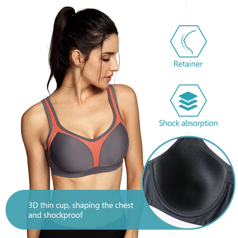 SYROKAN Sports Bra Women Underwire Firm Support Contour High Impact Workout  Shockproof Lady Bra Underwear Bralette Tops Running