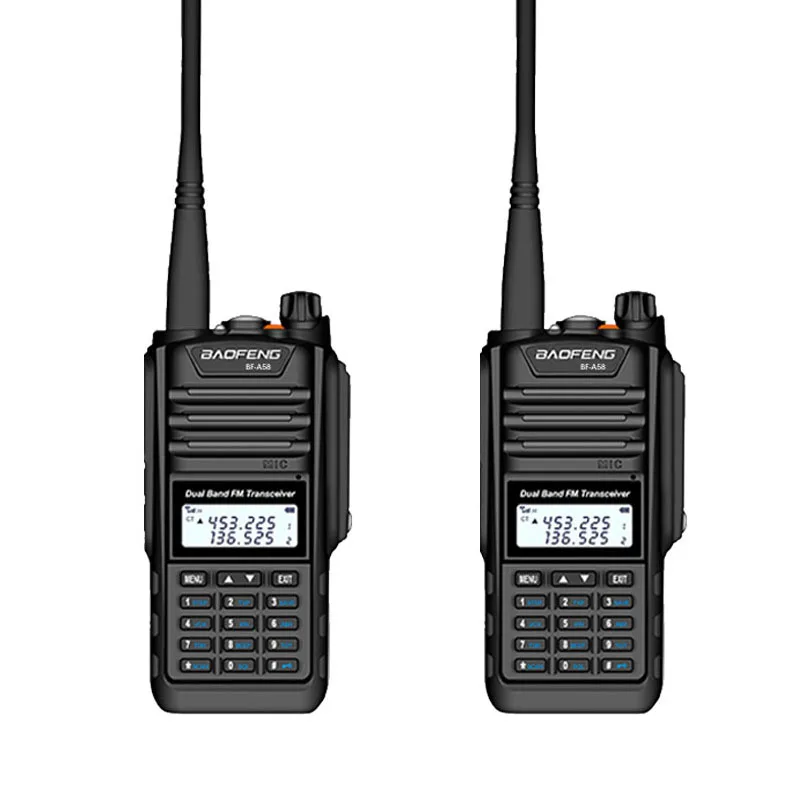 

2 Pcs Walkie Talkie Baofeng BF-A58 Two Way Radio IP68 Waterproof Dual Band VHF UHF 128CH Handheld Ham CB Radio FM Transceiver