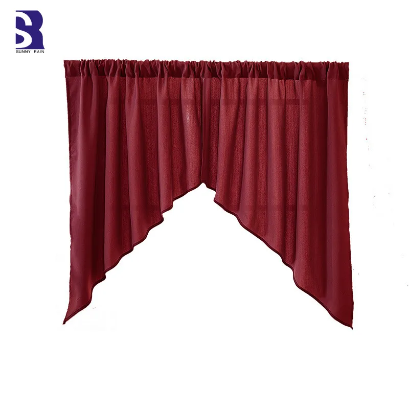 Sunnyrain 2 Piece Triangle Curtain Kitchen Curtains Short Door Rod Pocket European Translucidus Aliexpress Sunnyrain 2 Piece Triangle Curtain