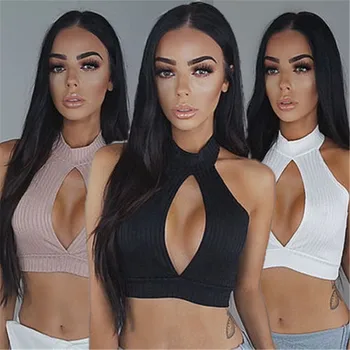 

Women Ladies Summer V neck Knit Casual Sexy Tank Tops Vest Solid Slim Sleeveless Skinny Crop Tops