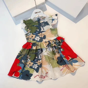 

6354 Cute Print Ruffles Sleeveless Princess Baby Girl Dress New Summer Party Kid Dress For Girl Wholesale Children Child Clothes