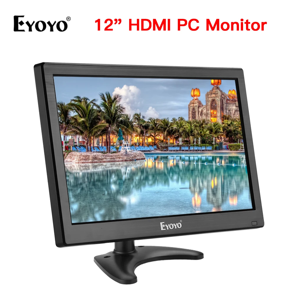 EYOYO 12" FHD LCD Monitor VGA Video Audio BNC USB HDMI fr PC FPV CCTV Camera DVR 