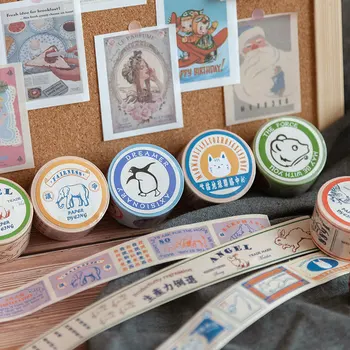 

Retro Label Series Cute Animals Cat Bullet Journal Washi Tape Adhesive Tape DIY Scrapbooking Sticker Label Masking Tape