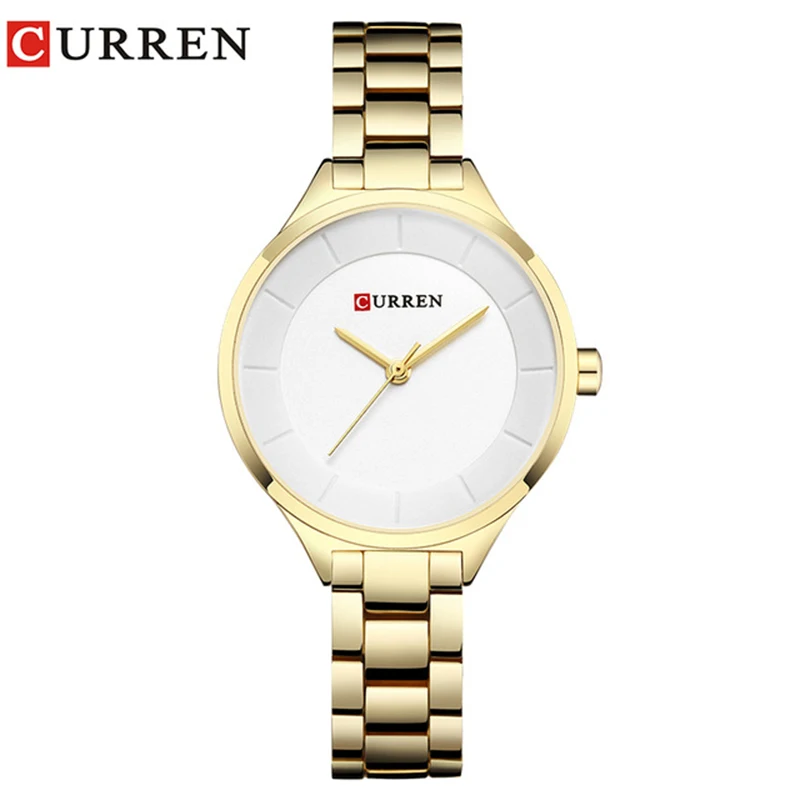 Gold White CURREN часы женские часы дамы Творческий стальной женский браслет часы женские часы Relogio Feminino Montre Femme 9015 - Цвет: Gold White