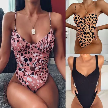 

High Cut Swimwear Women One Piece Swimsuit Female Push Up Bathing Suit High Waist Swimming Suits For Women Solid Monokini