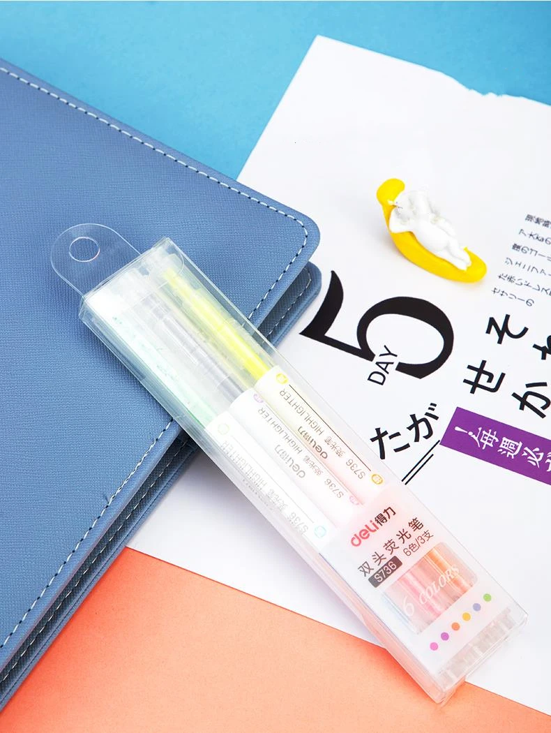 Dual Tip Highlighter Set - 6 Color Double-Ended Markers 3 Pcs
