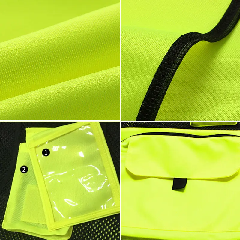 Safety Vest High Visibility ANSI/ISEA Standards Multi Pockets And Mesh Lining Work Vest for Men & Women