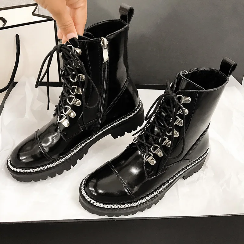 Smirnova Newest suede leather ankle boots women lace up round toe autumn Motorcycle Boots fashion low heel shoes woman