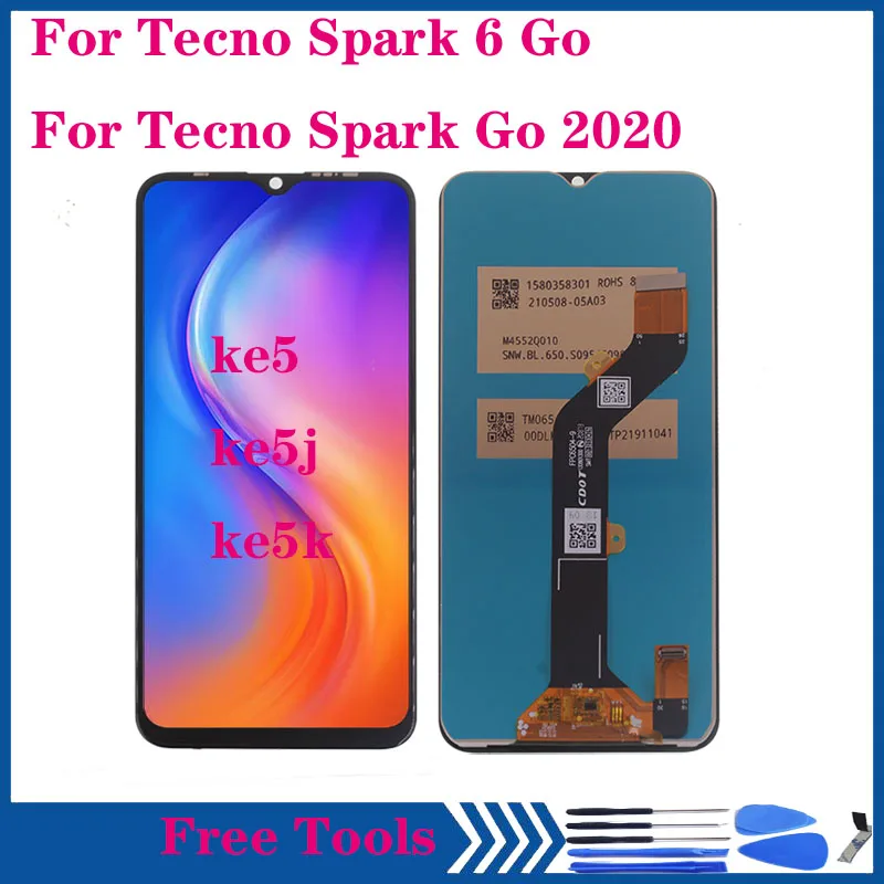6.52 Display For TECNO Spark 6 Go KE5J Ke5k KE5 LCD Display Screen Touch Sensor Digitizer Assembly For SPARK GO 2020 Screen