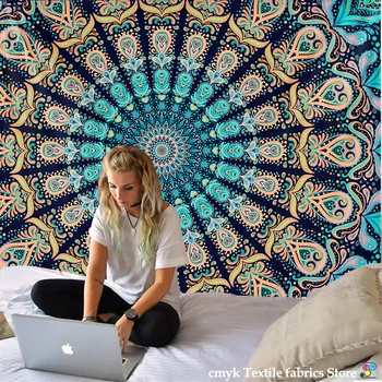 

India Mandala Tapestry Wall Hanging Boho Decor Wall Cloth Tapestries Psychedelic Hippie Night Moon Tapestry Mandala Wall Carpet