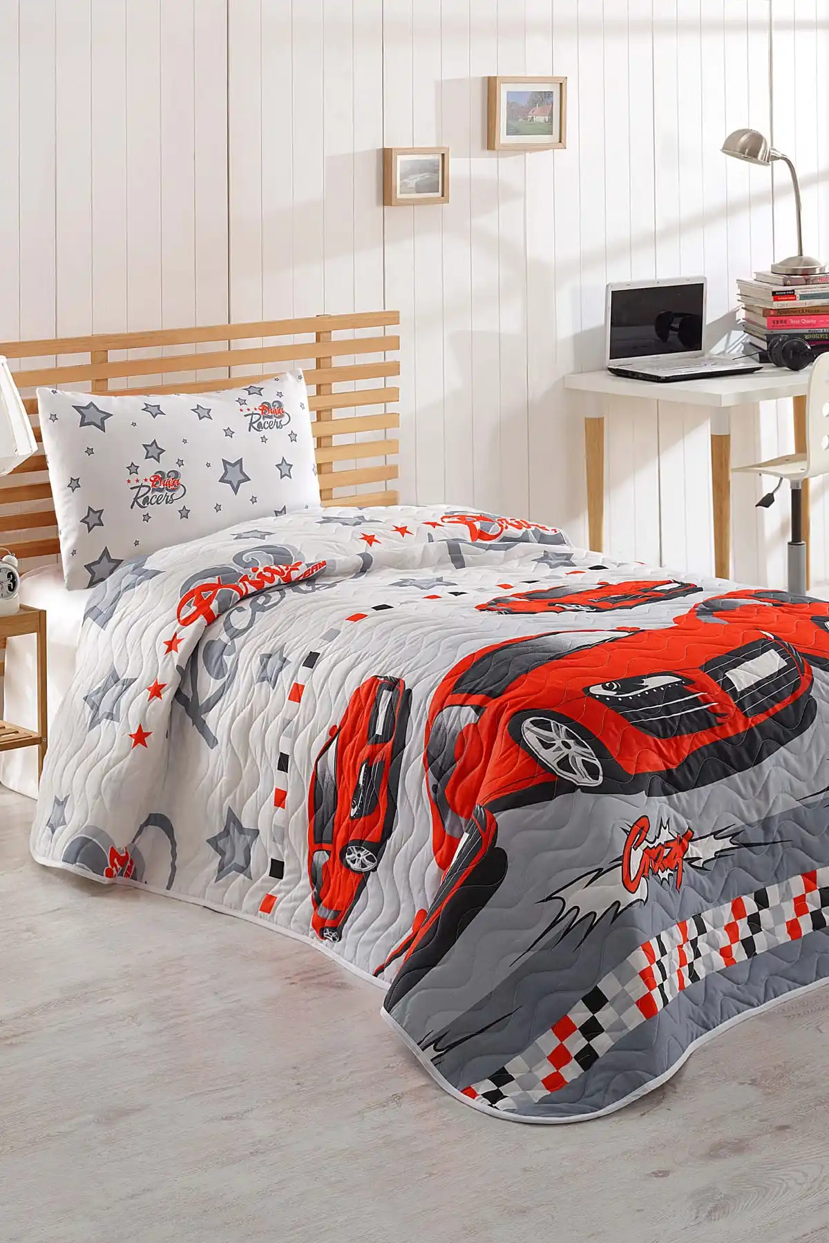 

Single Quilted Bed Cover Set Crazy Red Cotton-Polyester 160x220 Bed Sheetless Room Textile Home &