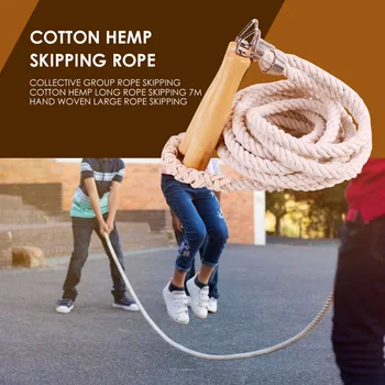 

7M Twisted Woven Skipping Rope Exercise Gym Fitness Hemp Speed Jump Rope Skipping Wire Workout Professional Sponge Jump Rope