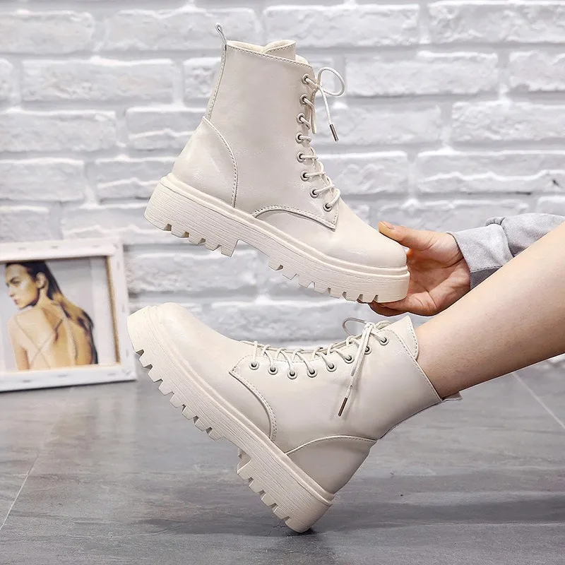 2022 Woman Ankle Boots Flat Heel Shoes Women Lace Up Winter Autumn Shoes Daily Short Boots Woman Footwear Size 35-40 shoes woman