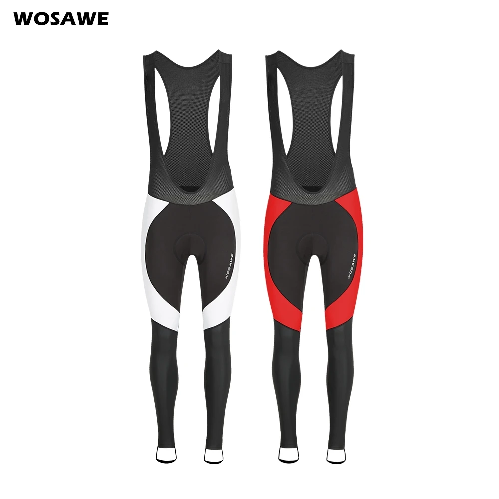 

WOSAWE Cycling Bib Long Tights Men 3D Gel Pad Road Bike MTB Racing Trousers Winter Fleece Thermal Warm Windproof Anti-sweat