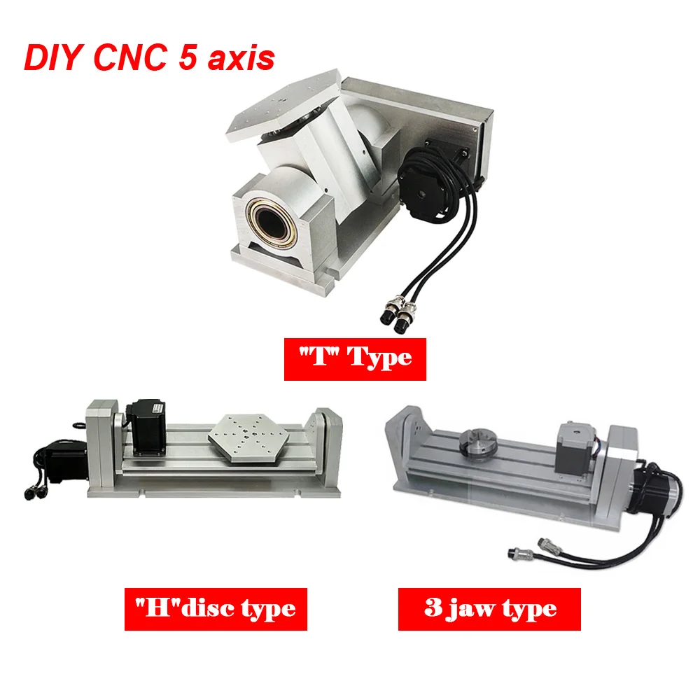 

DIY CNC 5th fifth 5 axis A B aixs Rotary axis T chuck type plate disc type 57 stepper motor for cnc router cnc milling machine