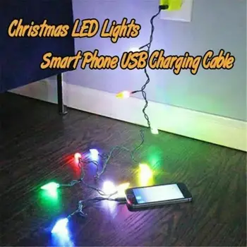 

2020 Hot Portable Christmas Mobile Phone Charging Cable LED Light USB Cable Charging Decorative Light String For Apple Android