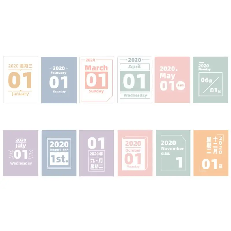 Planner Year Mini Desktop Calendar Sticker Daily DIY Work Office Learning Schedule Office Supplies