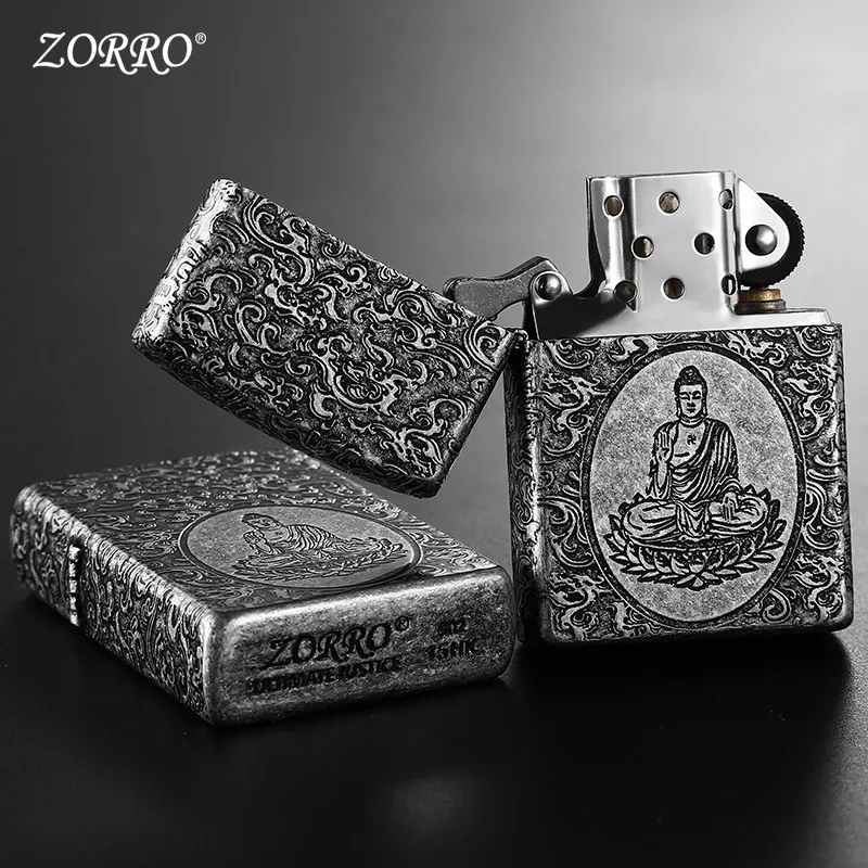 Zorro kerosene custom wind proof lighter Xiangyun Buddha personality creative lighter for boyfriend birthday gift man