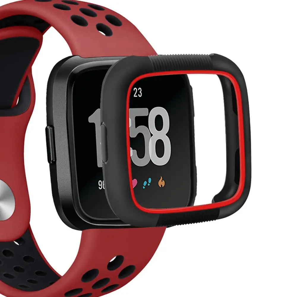 Защитный чехол для экрана Fitbit Versa из силикона и ТПУ с защитой от падения - Цвет: red