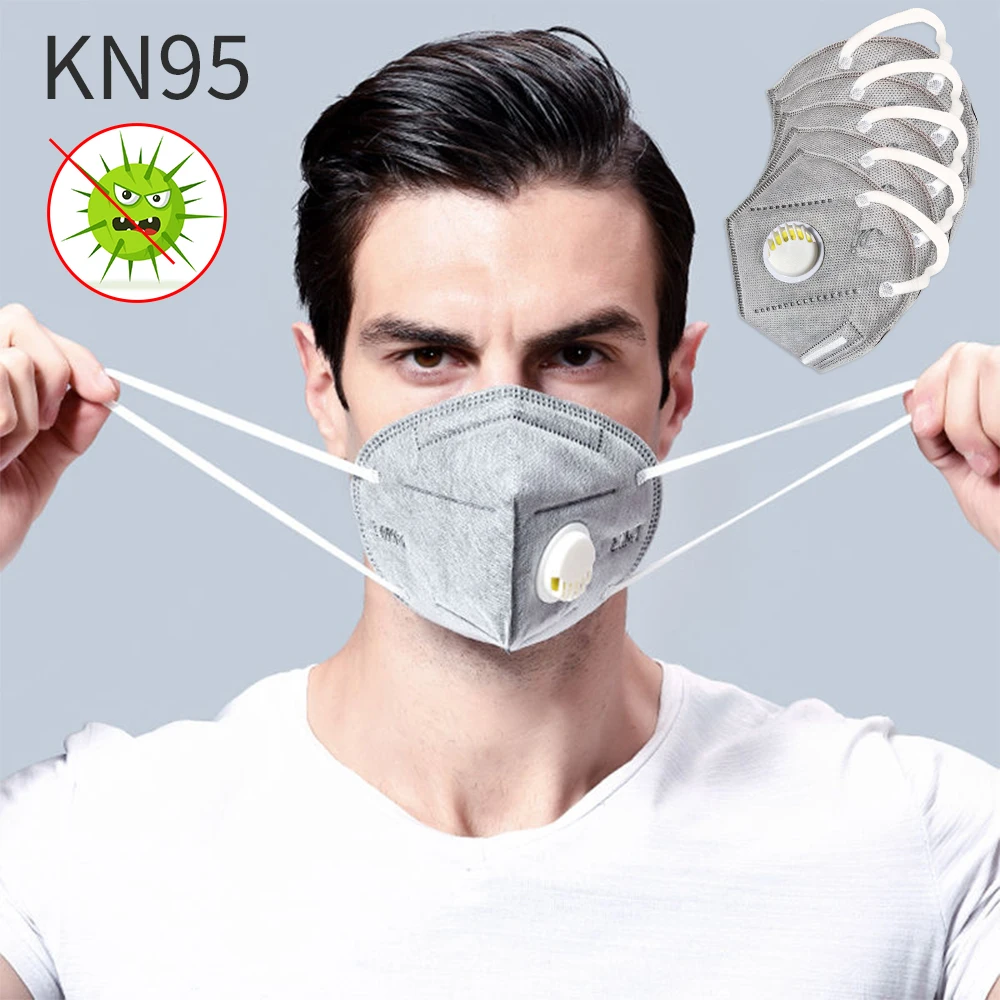 

5PCS KN95 Protective Face Mouth Mask Self-defense with Breathing Valve Dust-proof Air Particle Content Exceeds 95% Mask