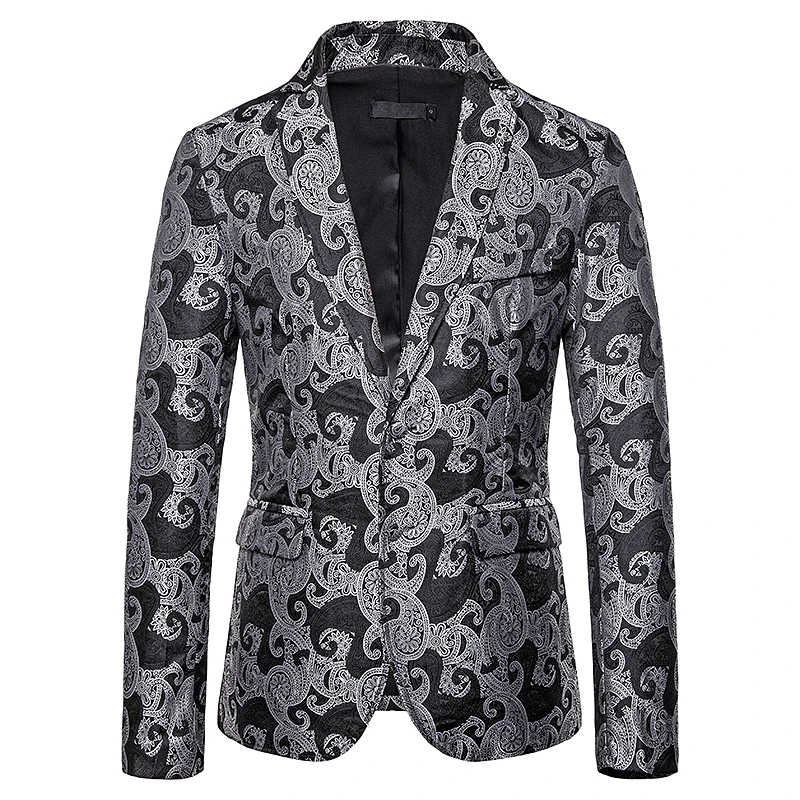 Autumn winter men casual embroidery suit jacket men's Cashew flower embroidery pattern suit coat Invisible stripe design Suit Autumn winter men casual embroidery suit jacket men's Cashew flower embroidery pattern suit coat Invisible stripe design Suit
