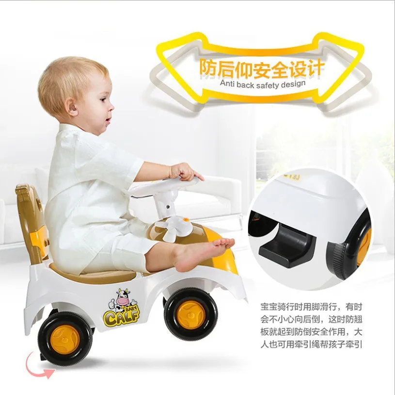 

Hengtai Genuine Product Item Cattle Scooter Infants Cow Baby Walker with Music Steering Wheel Toy