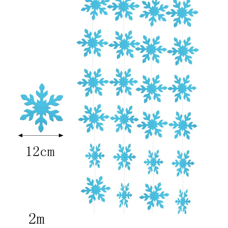 Бумажная искусственная Снежинка гирлянды из флажков Висячие бумажные товары для рукоделия Рождественское украшение Новогоднее украшение Снежинка замороженное - Цвет: 12cmx2m
