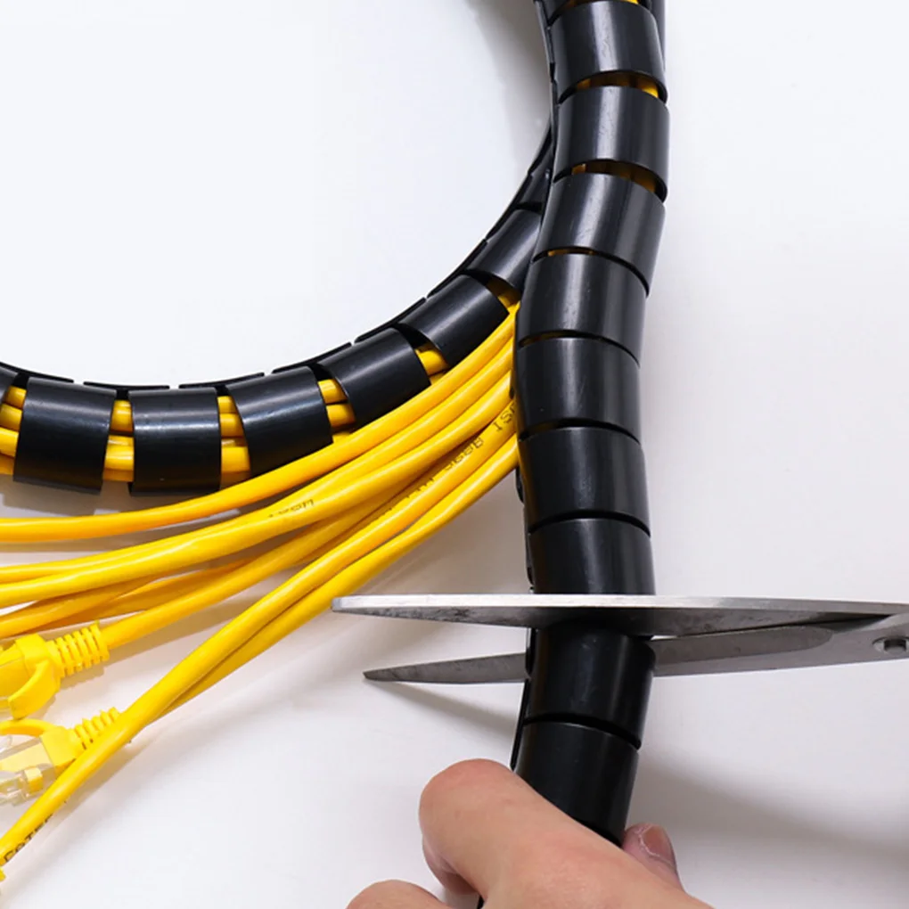 Organizador de cables en espiral Flexible, cuerda del tubo de almacenamiento, gestión protectora, bobinador de cables, Accesorios de escritorio, 1,5/2m