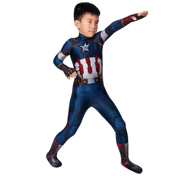 

Kids The Avengers Age of Ultron Costume Captain America Steven Rogers Cosplay Jumpsuit Boys Zentai Halloween Carnival Outfit