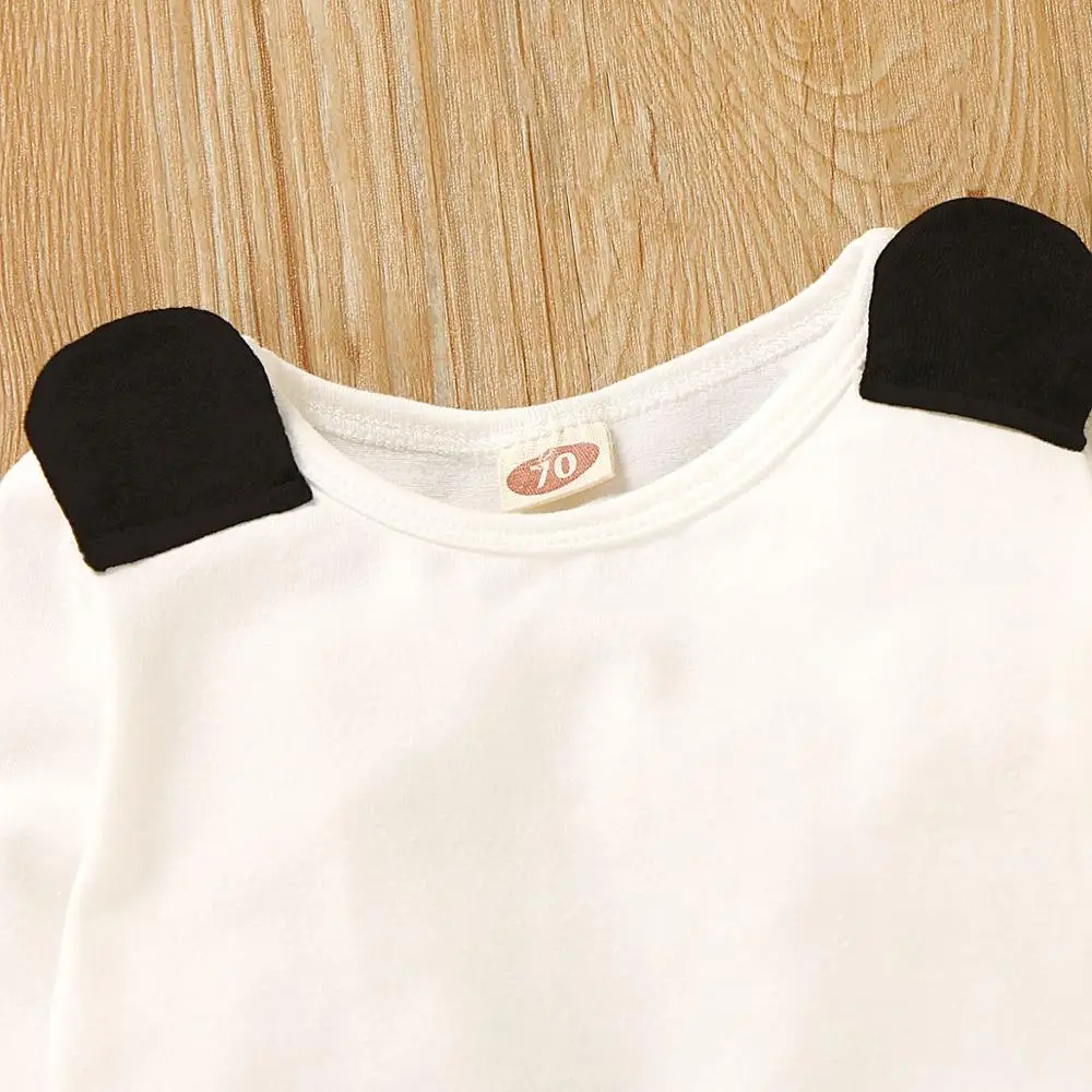 Baby Rompers Cute Panda Print Newborn Bebes Jumpsuits + Hats Outfits for Infant Boys Girls Overalls Pajamas Long Sleeves Clothes