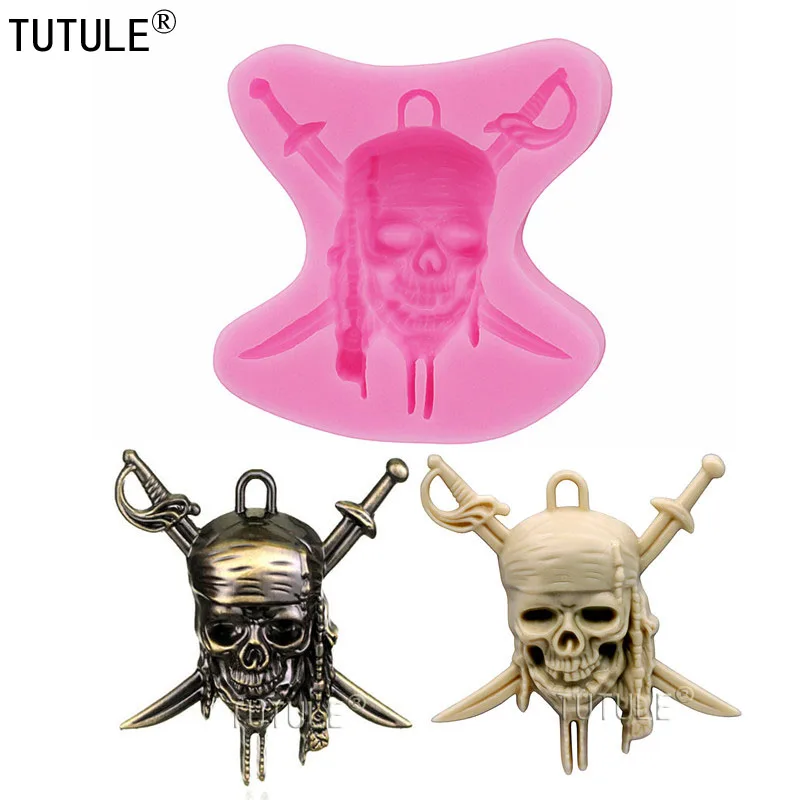 Pirate Skull & Cross Bones Silicone Ice Cube Mold Chocolate Tray Fondant Mould 