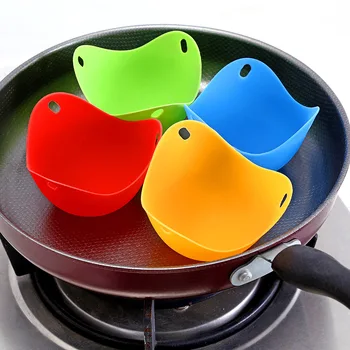 

4Pcs Egg Poacher Silicone Poaching Egg Mold Kitchen Tools Pancake Cookware Bakeware Steam Eggs Plate Tray Healthy Egg Cooker