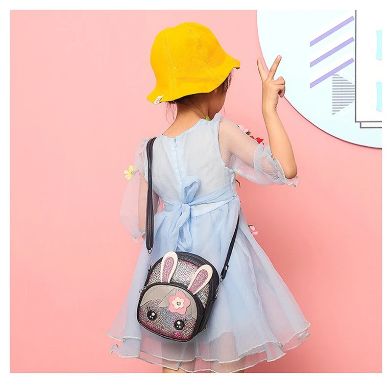 Baby Backpacks Accessories Cute Kids Toddler Girls Sequin Rabbit Schoolbag Backpack Bling Bling Cartoon Bunny Shoulder Bag