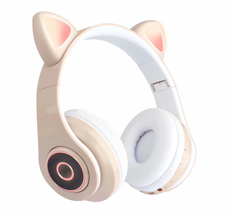 Dorkin Cat Ear Headset 2 Wireless Bluetooth 5 0 LED Light Noise Cancelling Youth Kids Girl Headphones with Mic Support TF Card