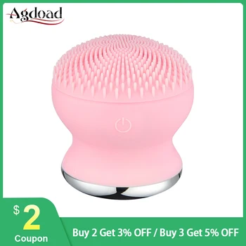 

2 in 1 Facial Cleansing Brush Waterproof Silicone Vibration Face Massage EMS Micro-current Deep Pore Cleaning Skin Care Tool