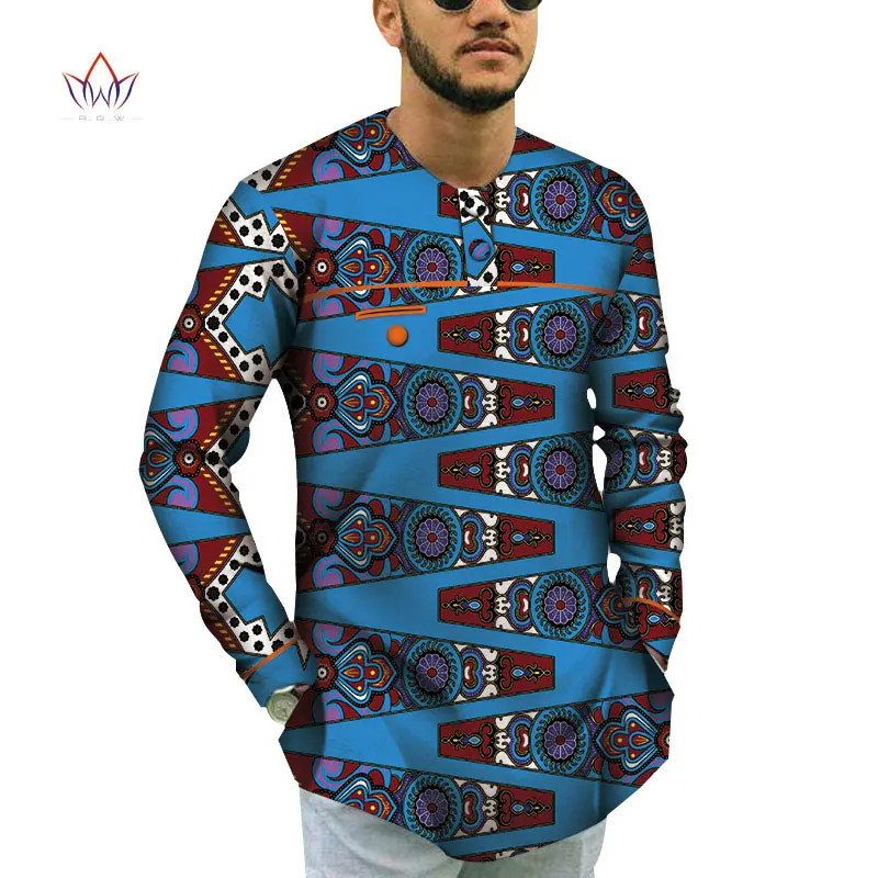 Cotton Men Short Sleeve Top Tees African Clothes Bazin Riche African Design Clothing Casual Mens Print Top Shirts WYN791 - Цвет: 18