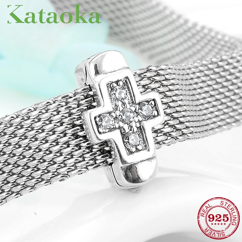 

Real 925 Sterling Silver Cross of faith Clips beads Fit Original reflexions Bracelet Charms Jewelry making