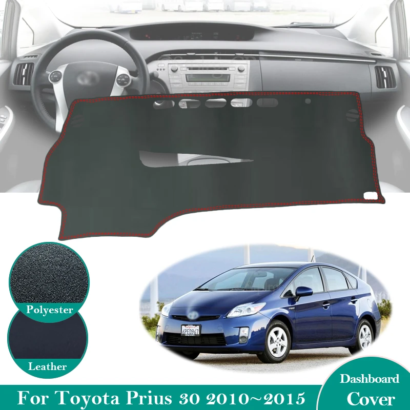 For Toyota Prius 30 2010 ~ 2015 Anti-Slip Leather Mat Dashboard Cover Pad Sunshade Dashmat Carpet Car Accessories XW30 2013 2014 spare tire covers