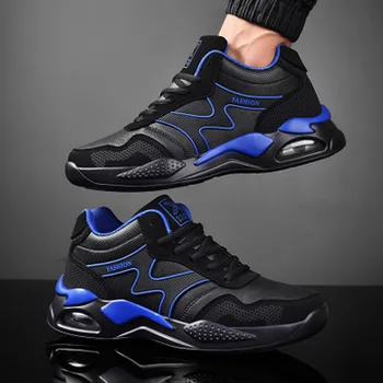 

2019 spring and autumn new retro black and white stitching sneakers personality thick bottom running men's shoes