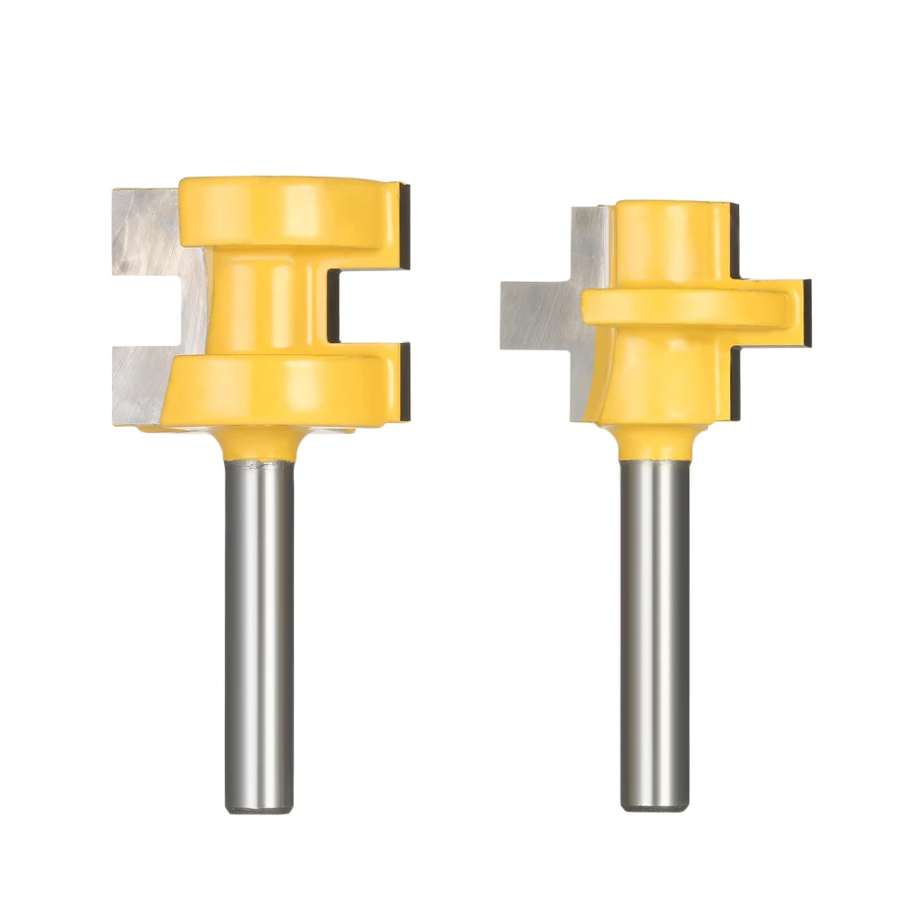

2PCS Mini 1/4" Shank Tongue & Groove Router Bit Set 3 Teeth T-shape Wood Milling Chisel Cutter for Woodworking Tool