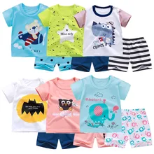6M-4 лет 2 шт./компл. костюмы для малышей летний детский короткий рукав Короткие штаны костюм из хлопка для мальчиков и Девочка Костюмы