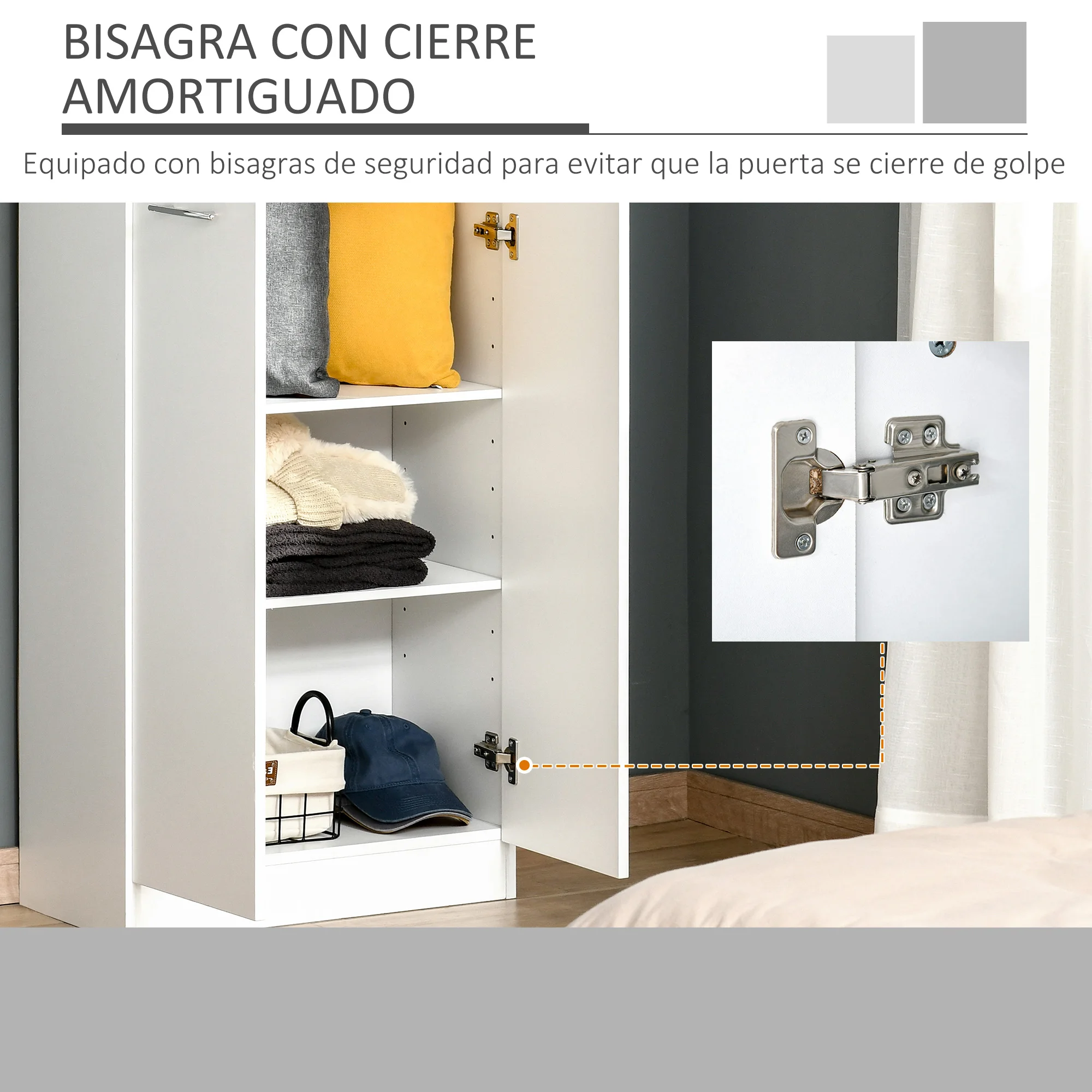 Mueble Armario Multiusos con 2 Puertas y 3 Estantes Modelo FIT Blanco.